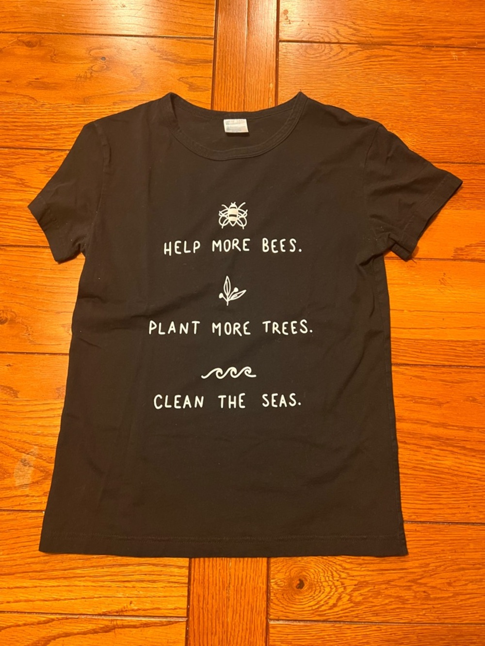 Black Graphic Tee with Environmental Slogan